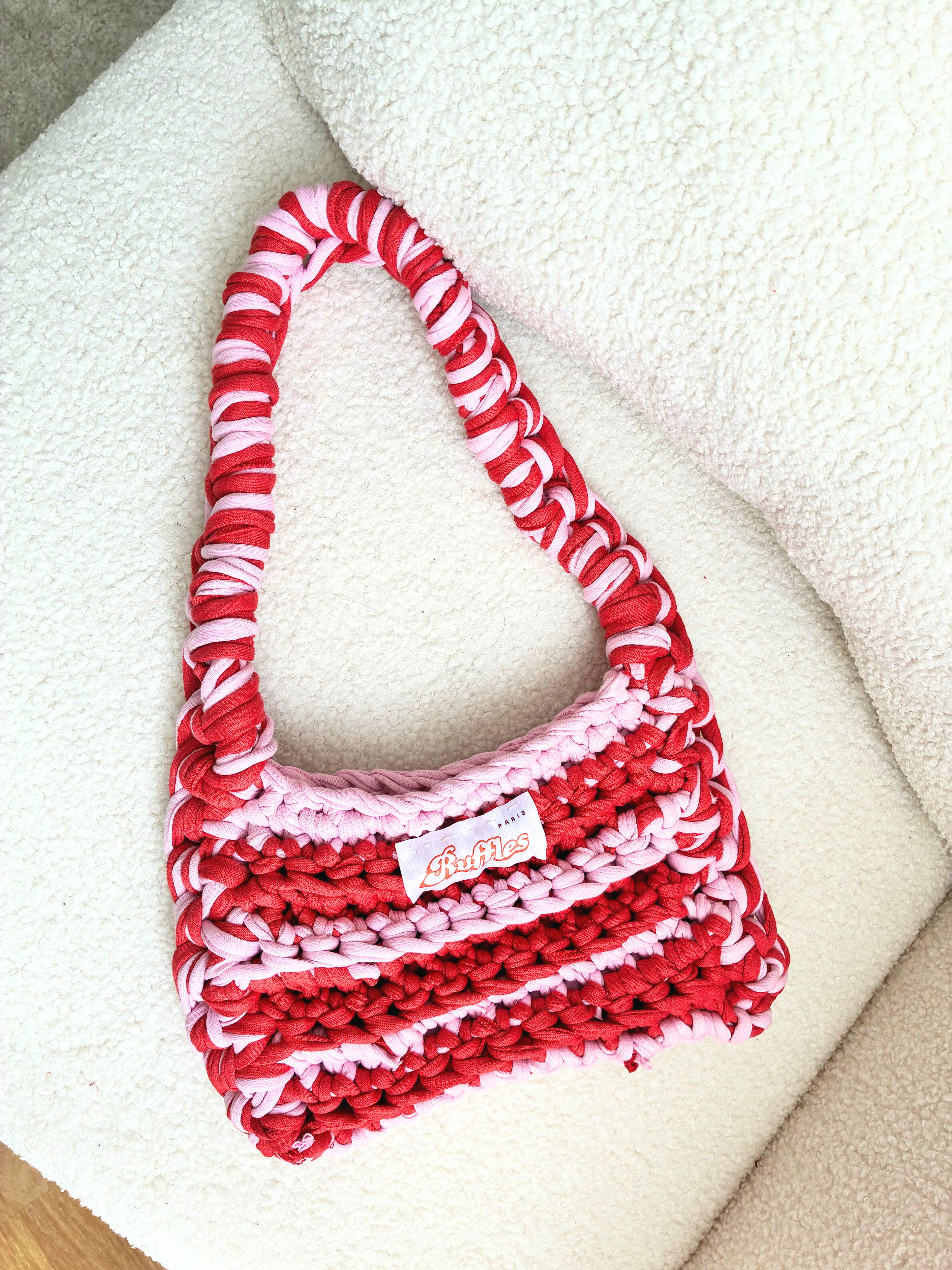Sac épaule bicolore au crochet S